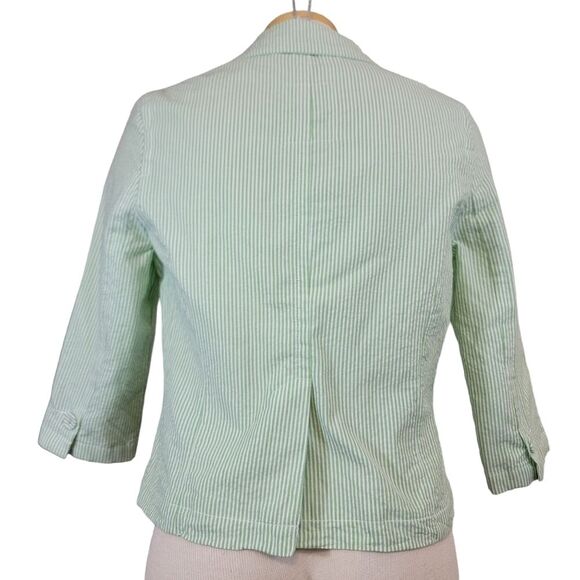 GAP Green And White Striped Button Front Blazer Jacket size 6 - Picture 2 of 8